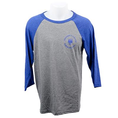 3/4 Blue Sleeve Baseball top - Product View